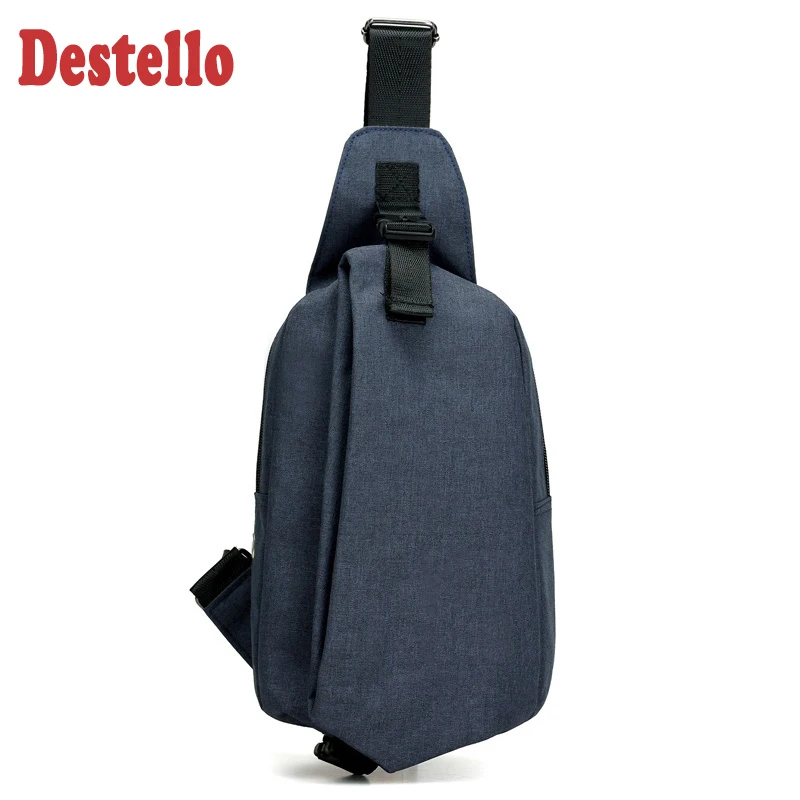 

SimpleHigh quality Korean version of casual anti-theft chest bag with earphone hole men solid single shoulder strap chest packs