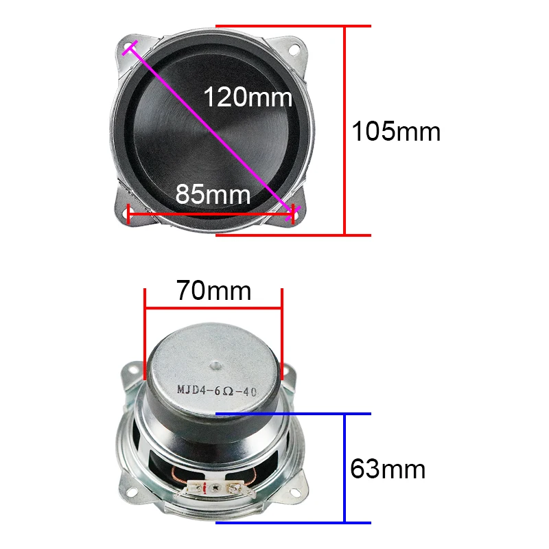 GHXAMP المسرح المنزلي 4 بوصة 105 مللي متر كامل المدى المتكلم 6ohm 40 واط منعكس بو حافة PP حوض مكبرات الصوت 2 قطعة