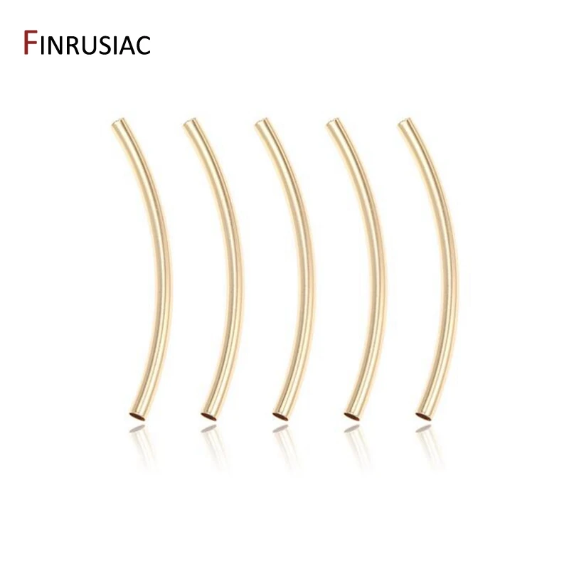 14k Gold Überzogene 35mm Langen Gebogenen Rohr Perlen Zubehör Für Schmuck Machen
