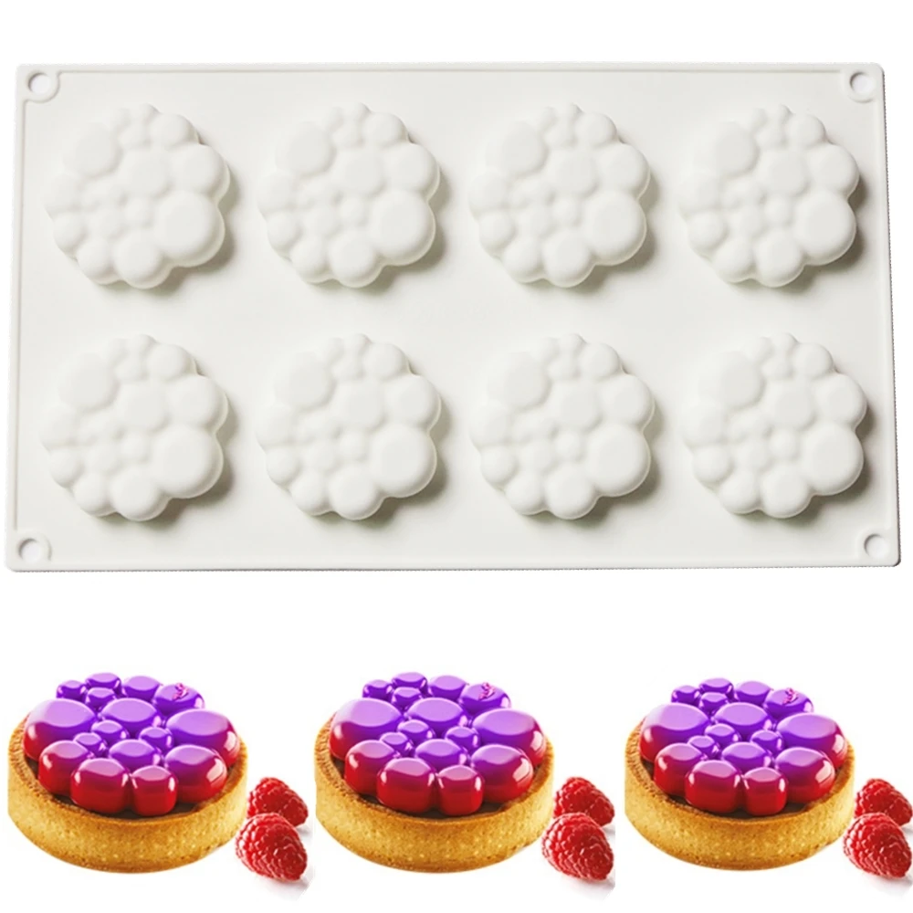 

8 Cavity Round Bubble Shape Dessert Mousse Pan Silicone Cake Decoration Mold For Baking Tart Tartlet Mould Pastry Bakeware