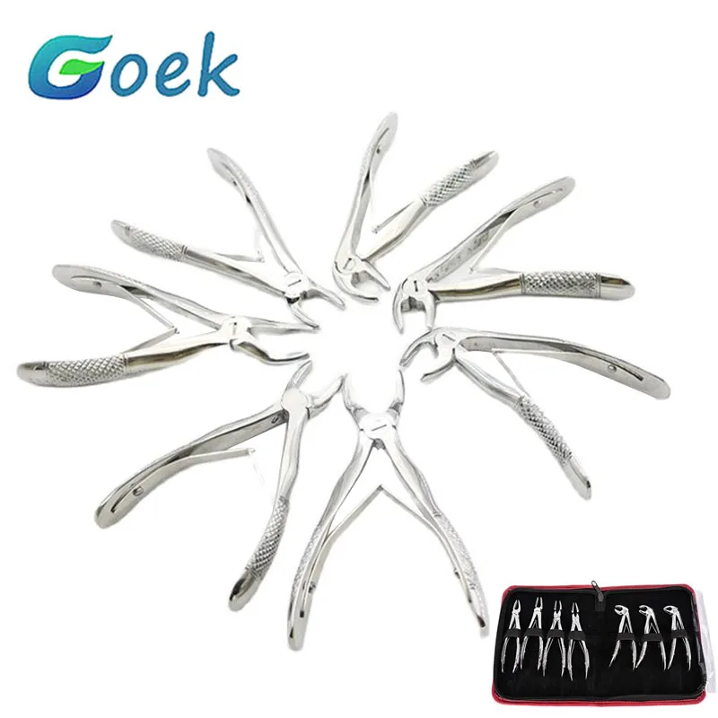 7/10pcs  Dental Tooth Extracting Forceps For Adults Children Dentistry Tool Kit Teeth Supplies Surgical Traction Instrument