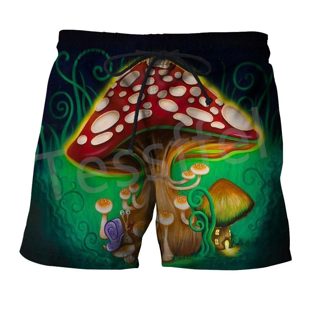 Tessffel NewFashion Plants Mushroom Fungus Camo Hippie Colorful 3DPrint Unisex Casual Short Pants Summer Shorts Men/Women A1