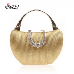 2024 New Vintage Evening Bag  Diamond Sequined Clutch Hand Bag Bride Bag Gold Wedding Purse Female Handbag WY214