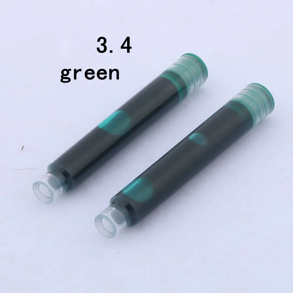 Recarga de tinta para caneta tinteiro, conversor de tinta de cor verde, bomba de recarga de cartuchos de caneta 3.4mm com 10 peças