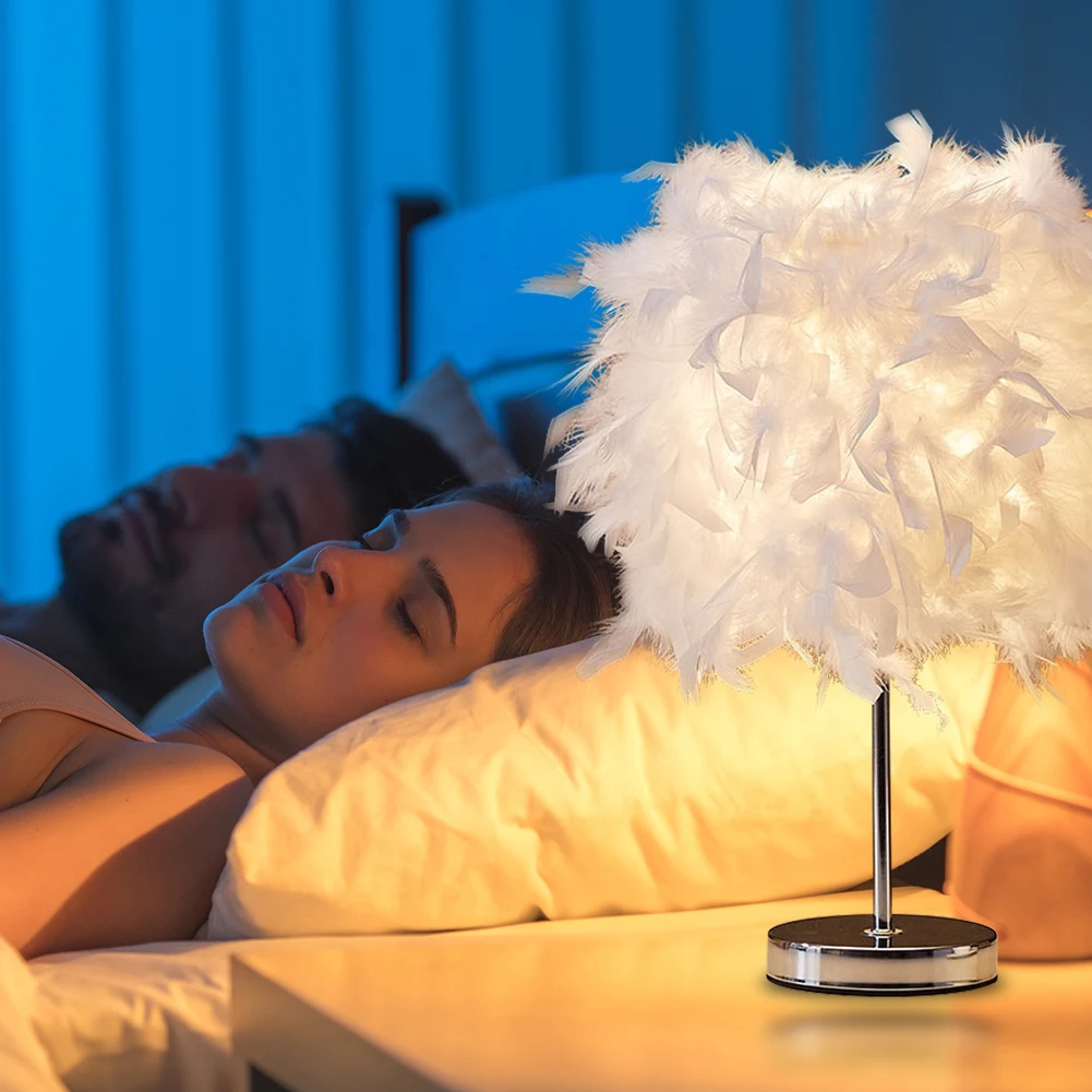 Nordic Feather Night Light Romantic Atmosphere Lamp USB Plug Creative LED Table Lamps Home Bedroom Ornament For Bedside Desktop