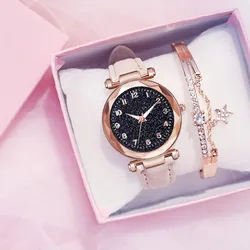 Montre-Bracelet de luxe à Quartz pour femmes, horloge à cadran étoile ciel, meilleure vente à la mode