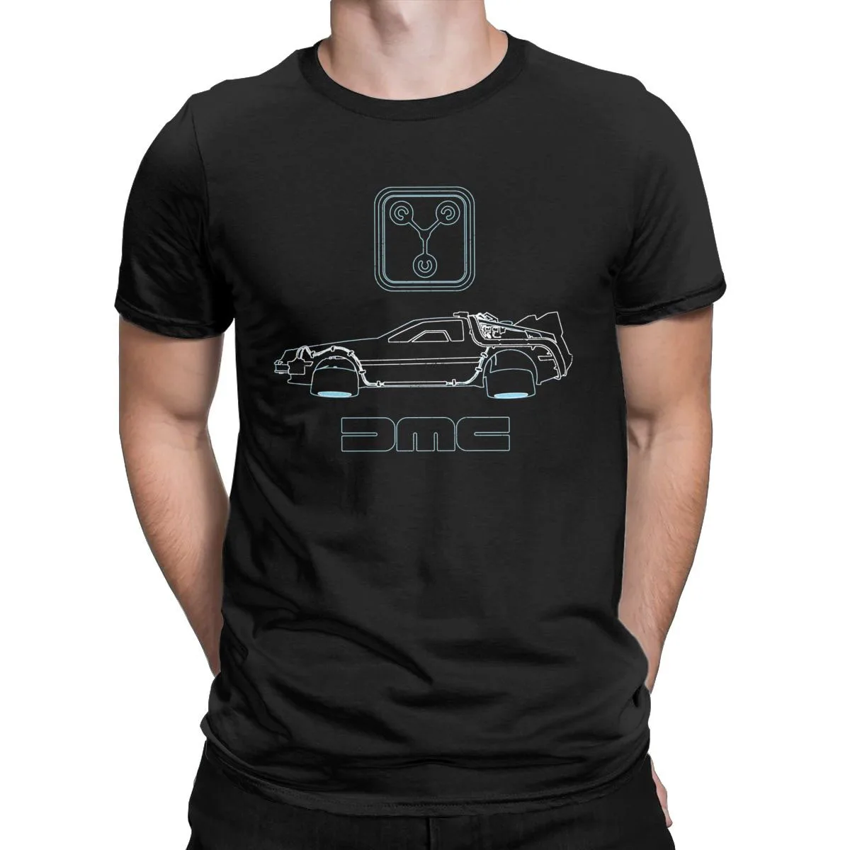 Back To The Future T-Shirt for Men Delorean and Flux Capacitor Casual 100% Cotton Tees Round Neck Short Sleeve T Shirts