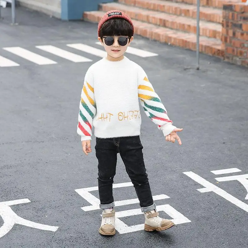 Boys Sweater Kids Outwear Tops Jackets 2024 Luxury Fleece Thicken Warm Winter Autumn Costume Teenage Children Clothing