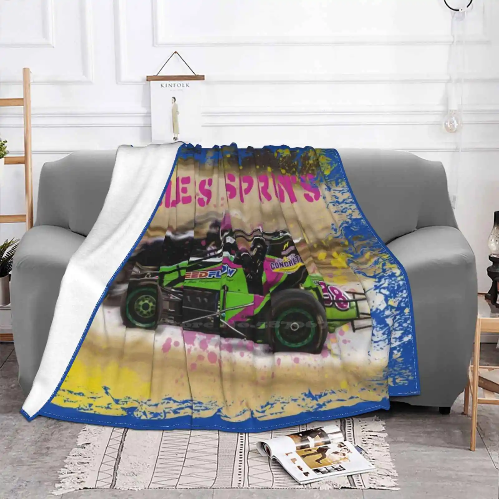 Wingless Sprintcars Ripping The Dirt Track Low Price New Print Novelty Fashion Soft Warm Blanket Car Dirt Driver Midget Non