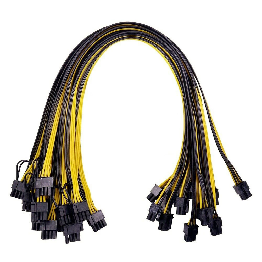 12Pcs/lot 16AWG GPU PCIE PCI-Express 6Pin Male to 8Pin (6+2) Male Graphics Video Card Power Cable for BTC Ethereum Miners Mining