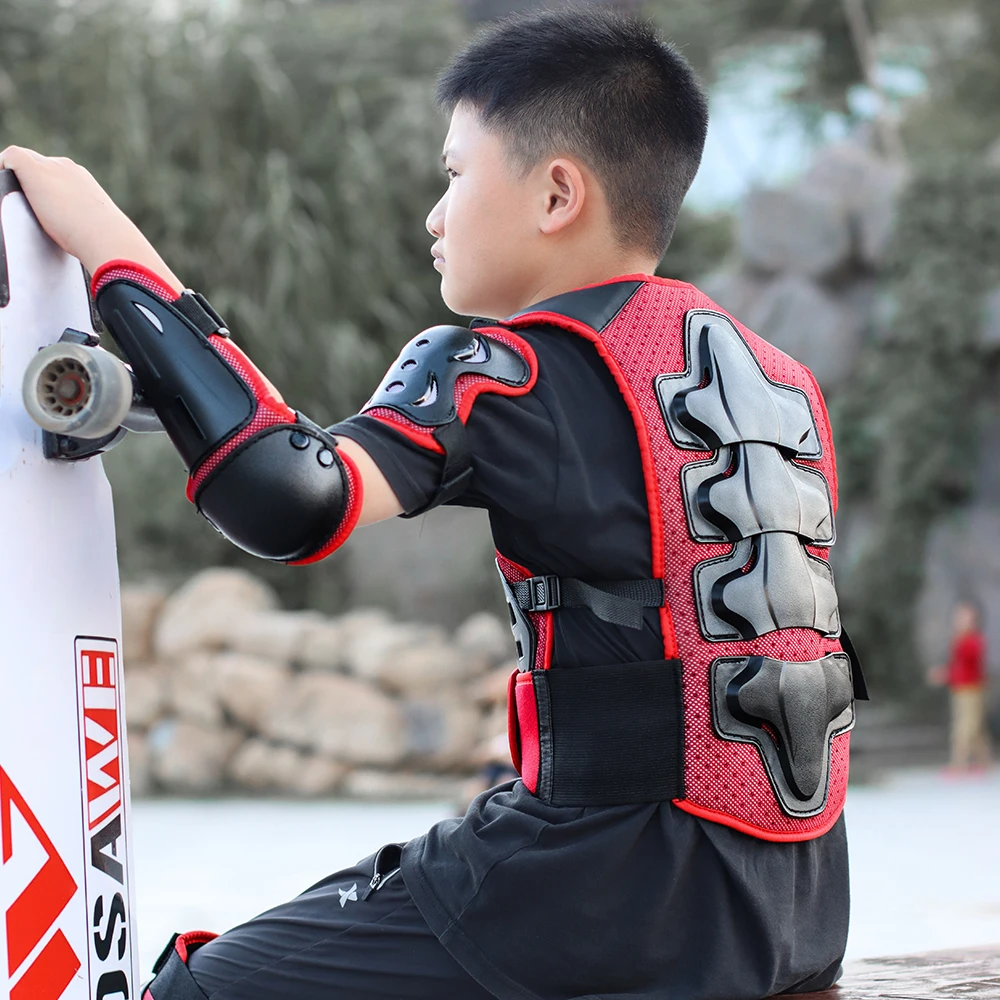 WOSAWE 5-10 years old  Boys Girls Youth Child Kids Body Protection  Motocross Armor Vest Suits Skiing Elbow Knee Care Armor