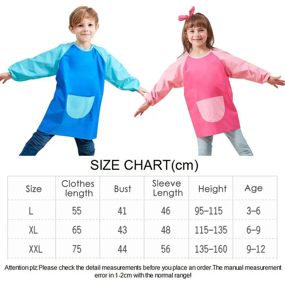 Kids Apron For Painting School Smock For Painting Boy\'s And Girl\'s Portable Long Sleeve Waterproof Child Children Art Apron