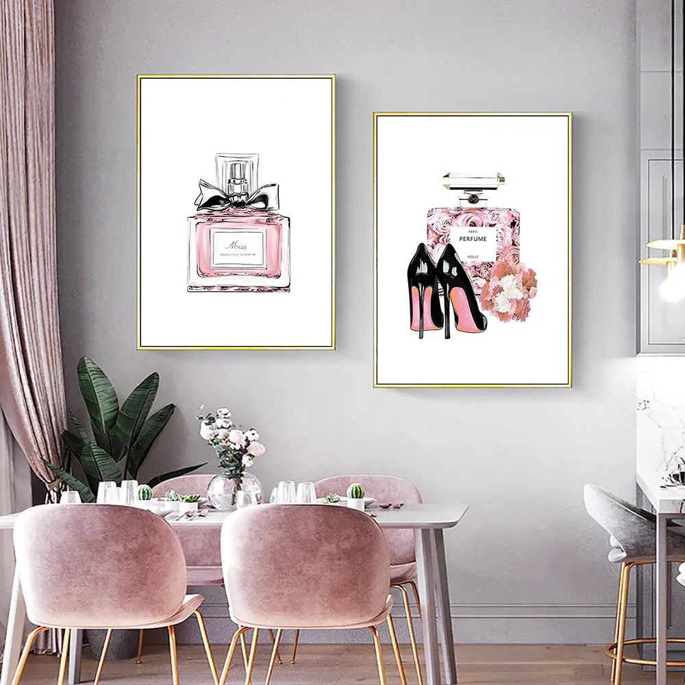 Abstract Painting Poster Perfume Art Print Canvas Poster Parfum Pink Picture Fashion Canvas Art Posters And Prints Living Room