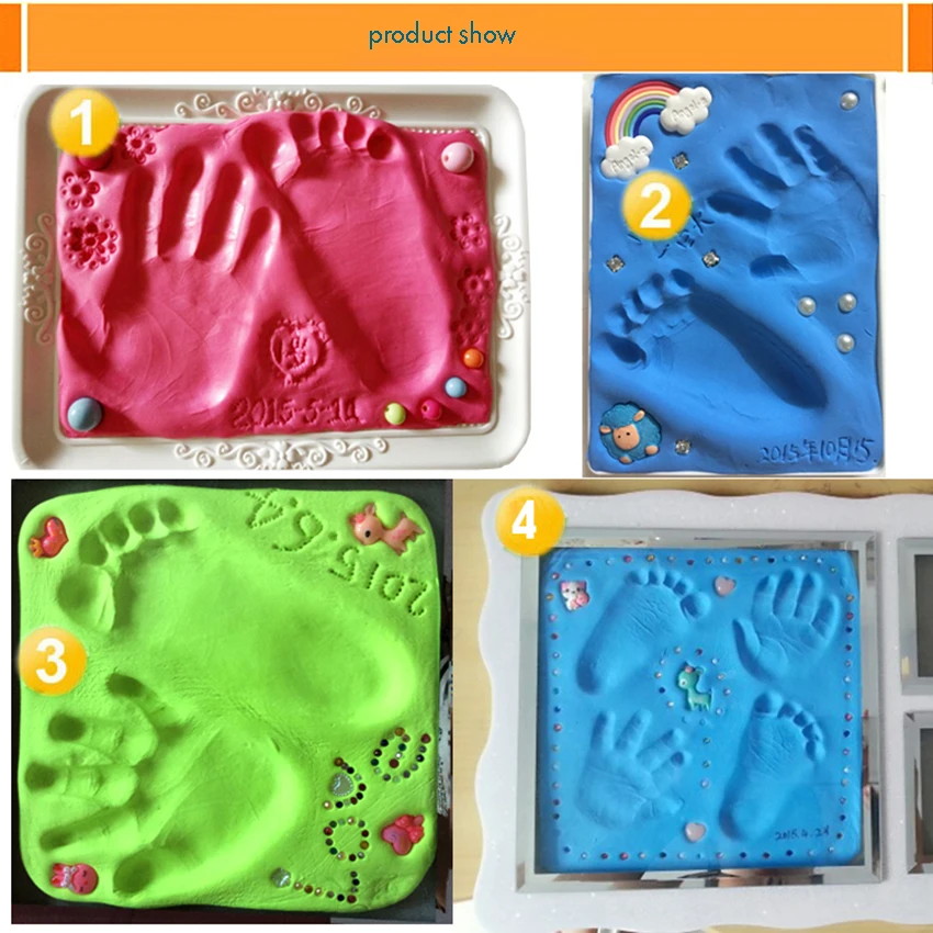 Baby Clay Handprint & Footprint Keepsake Soft Clay Baby Care Air Drying Footprint Clay Inkpad, Safe and Non-toxic, Baby Gifts