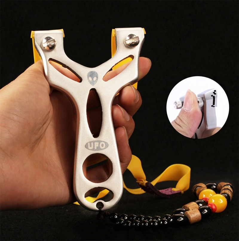 

Outdoor High Quality Slingshot Catapult Stainless Steel and Rubber Band Shooting Slingshot Ghost Head Sling shot