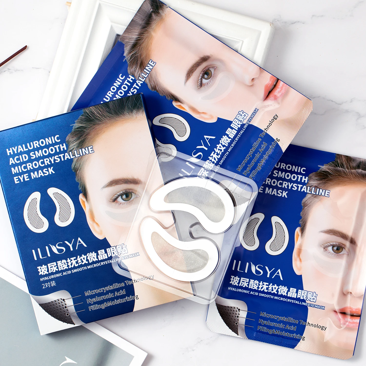 Ilisya Micro-needle Eye Patch for Wrinkles Fine Lines Removal Hyaluronic Acid Eye Mask Dark Circle Puffiness Eye Pads