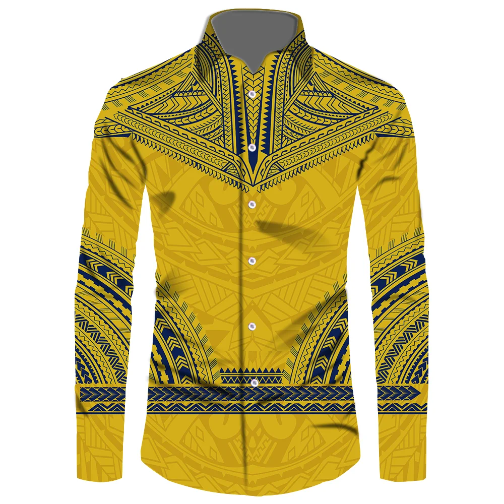 

2XS-6XL 2020 Men's Suit Collar Coats Long Sleeve Loose Hawaiian Shirt Camisa Masculina Streetwear Fashion Social Shirts Yellow