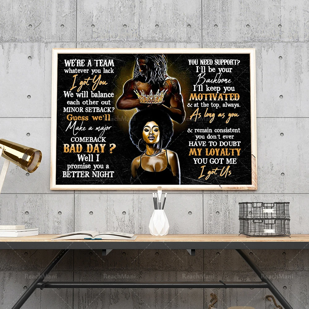 Personalized black couple poster, we are team poster, black king and black queen wall decoration unique gift, couple poster prin