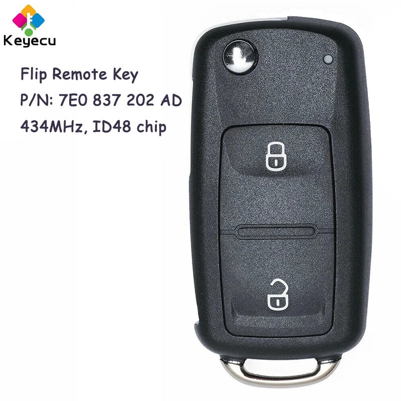 

KEYECU Flip Remote Car Key With 2 Buttons 434MHz ID48 Chip - FOB for Volkswagen Amarok Transporter 2011 2012 2013 2014 2015 2016