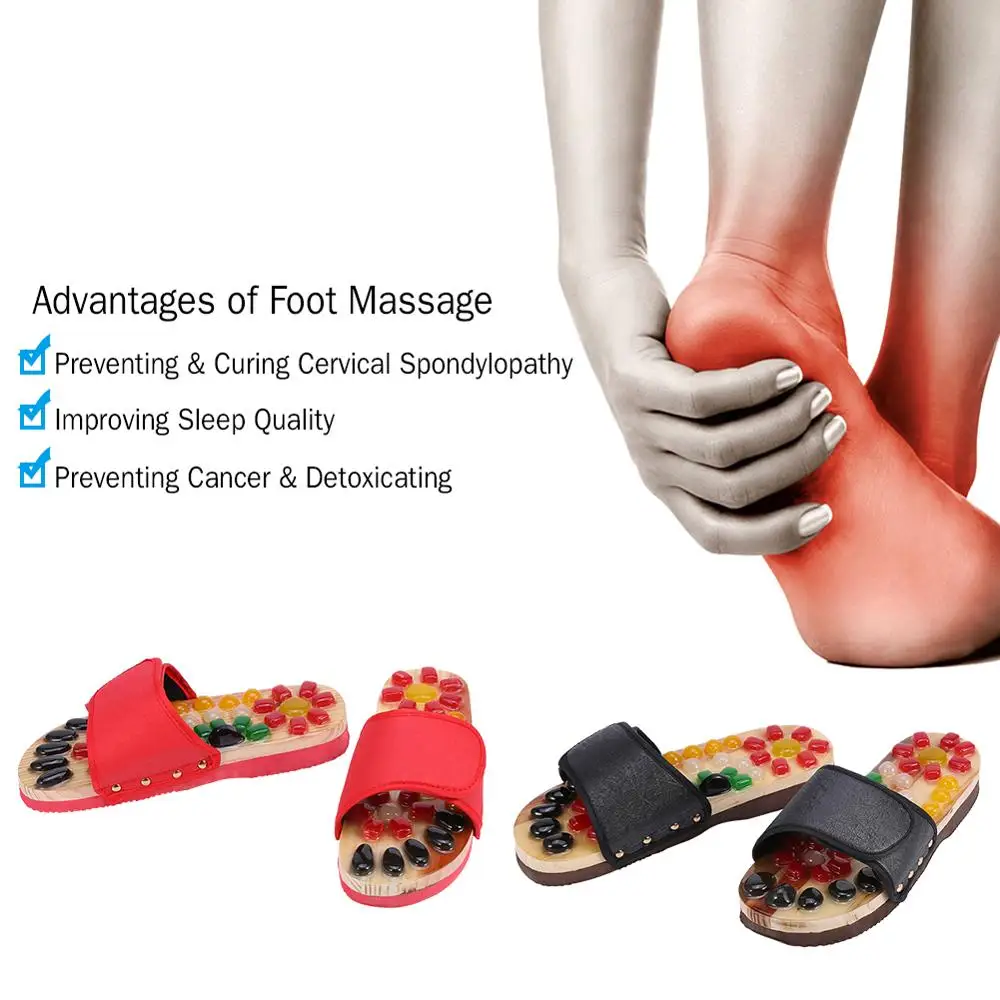 Pantoufles de Massage des pieds en galets naturels, chaussures de Massage à points pour hommes, activation du sang, Relaxation, chaussure de Massage pour la santé des personnes âgées