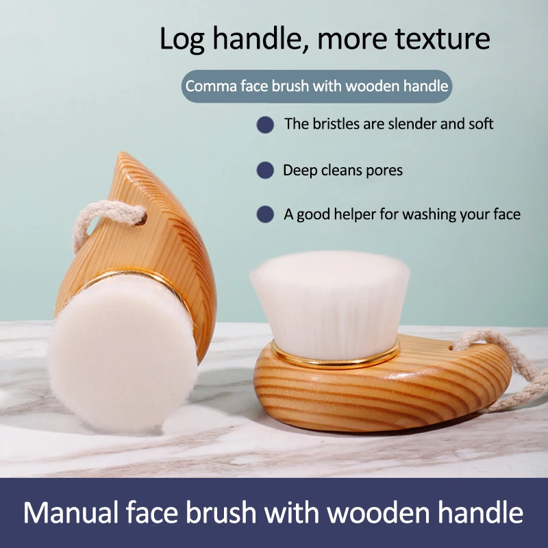 1PCS Wooden Handle Facial Cleansing Brush Deep Clean Pore Exfoliator Face Scrub Facial Washing Brush Cleaning Tool