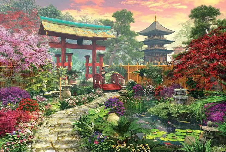 

Japanese garden The wooden puzzle 500 1000 pieces ersion paper jigsaw puzzle adult children's educational toys