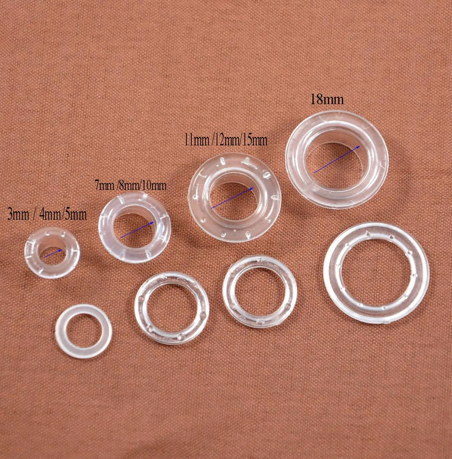 500sets Round White Clear Plastic eyelet with Grommet 3 /4/5/7/8/10/12/15/18mm