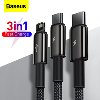 Baseus 3 in 1 USB Type C Cable For Xiaomi Samsung Huawei Fast Charging USB Cable For iPhone 13 Pro Max Micro USB Data Wire Cord