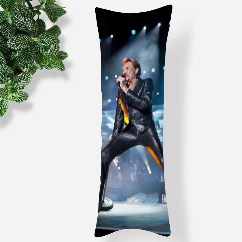 Custom Johnny Hallyday Pillowcase Printed Satin Fabric Pillow Cover Rectangular Zipper Kawaii Body Cover Dropshipping 1102