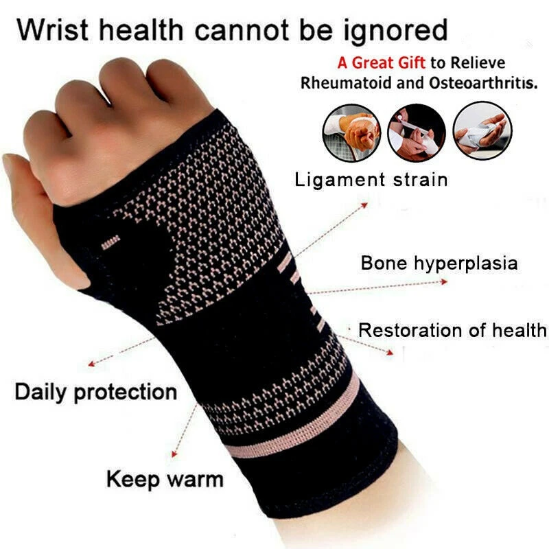 Copper Nylon Wrist Guard Band Brace Support Sports Pain Relief Wrap Bandage Hand Brace Sleeve Compression Arthritis Gloves