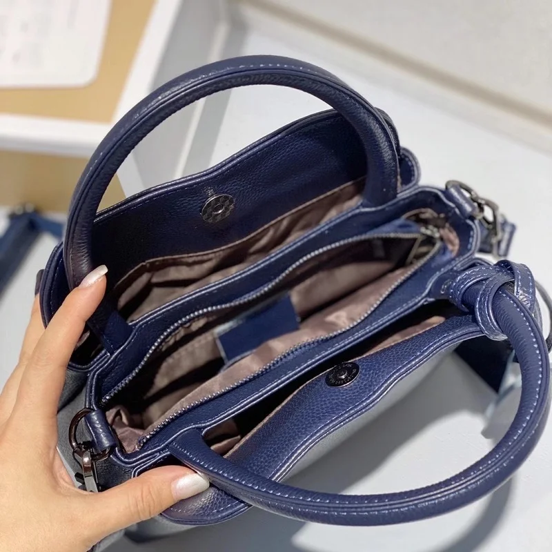 Bolsa transversal de couro genuíno feminina, bolsa casual com borla