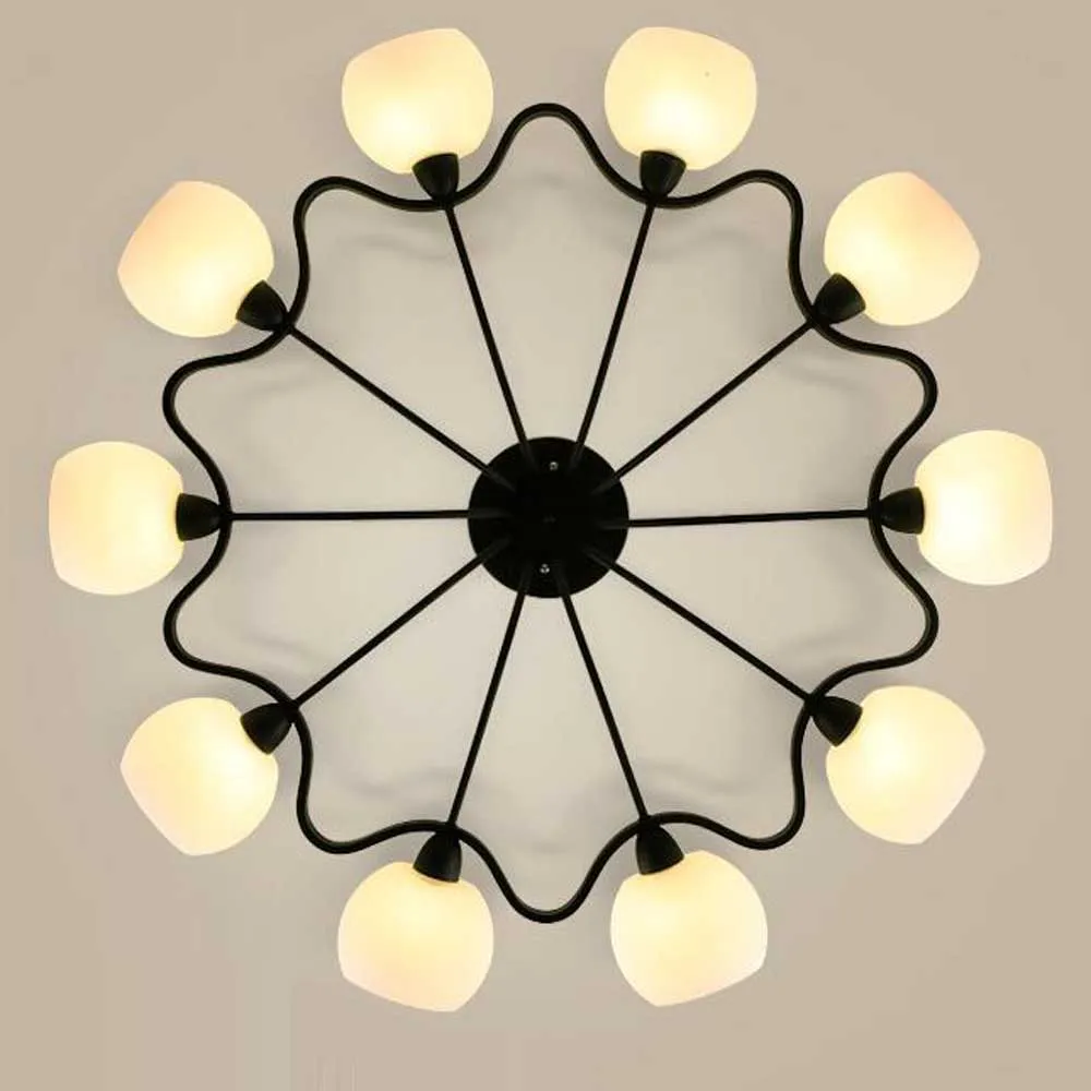Living Room Ceiling Lamp Modern Frosted White Glass Egg Bedroom Metal Ceiling Light Study Room Round Ceiling Lamp