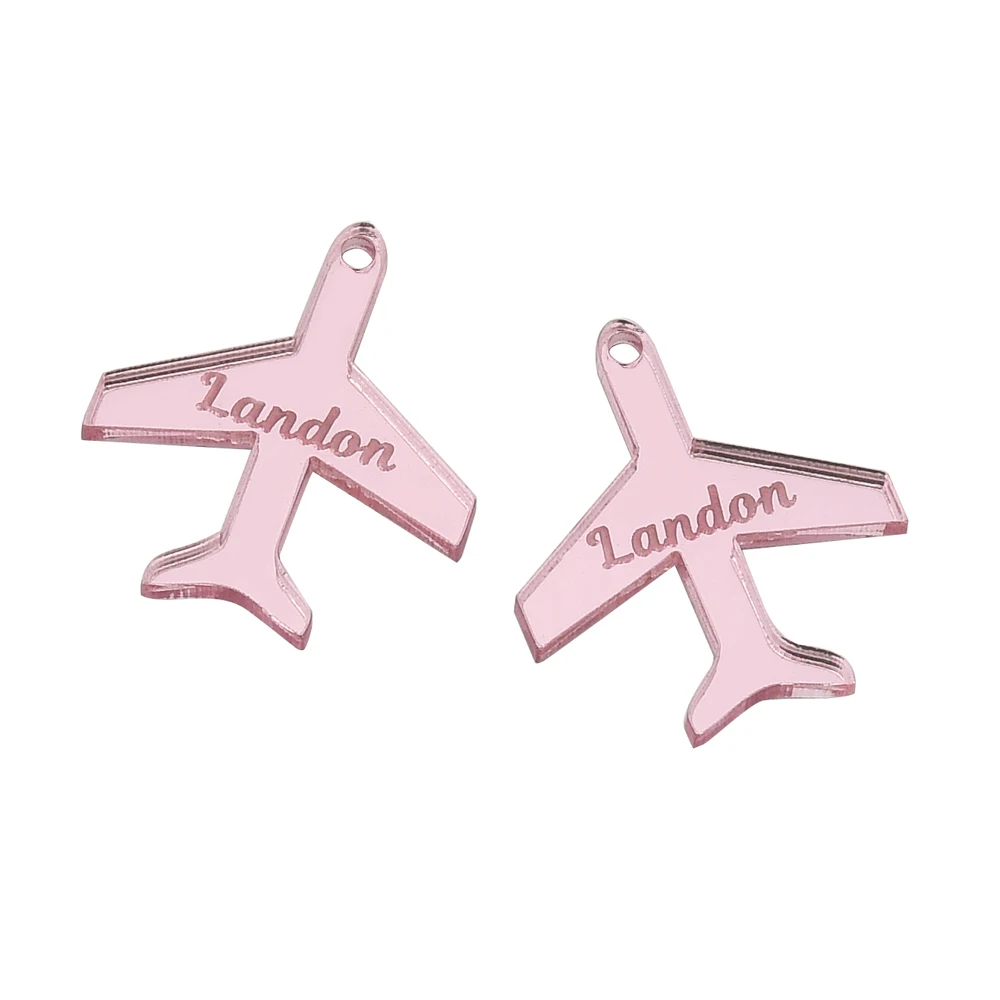 50Pcs Personalized Airplane Name Tags Acrylic Invitation Cards Chocolate Tag Logo Party Baby Shower Guest Wedding Decor