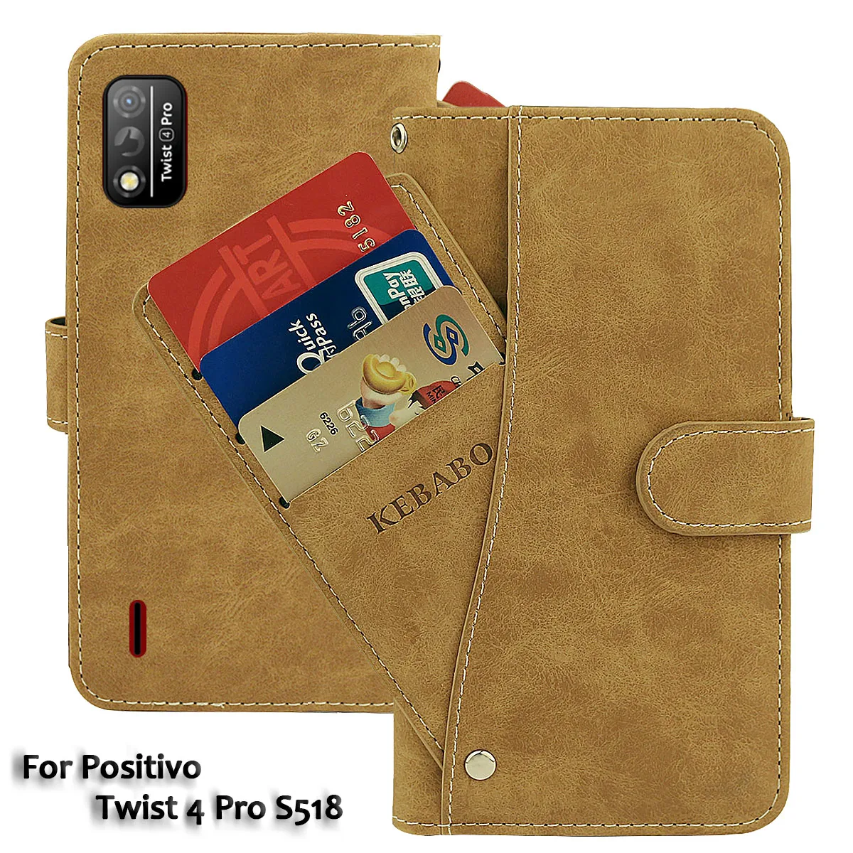 Vintage Leather Wallet Positivo Twist 4 Pro S518 Case 5.5