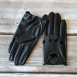 Men's Full Finger Sheepskin Leather Gloves for Spring And Autumn Thin Unlined Outdoor Motorcycle Riding And Driving Gloves