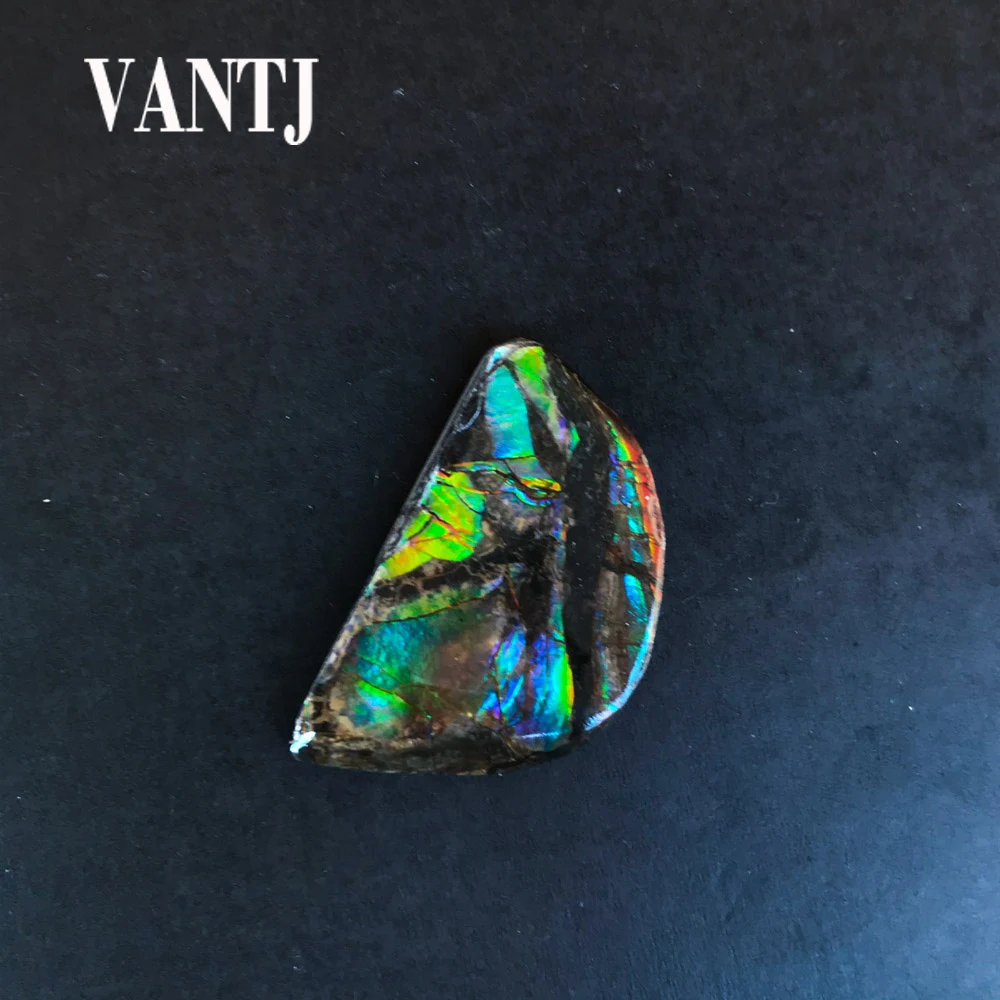 Vantj Real Natural Ammolite Loose Gemstone Ammonite DIY Jewelry Silver Gold Ring Women Man Party Gift Free Shipping