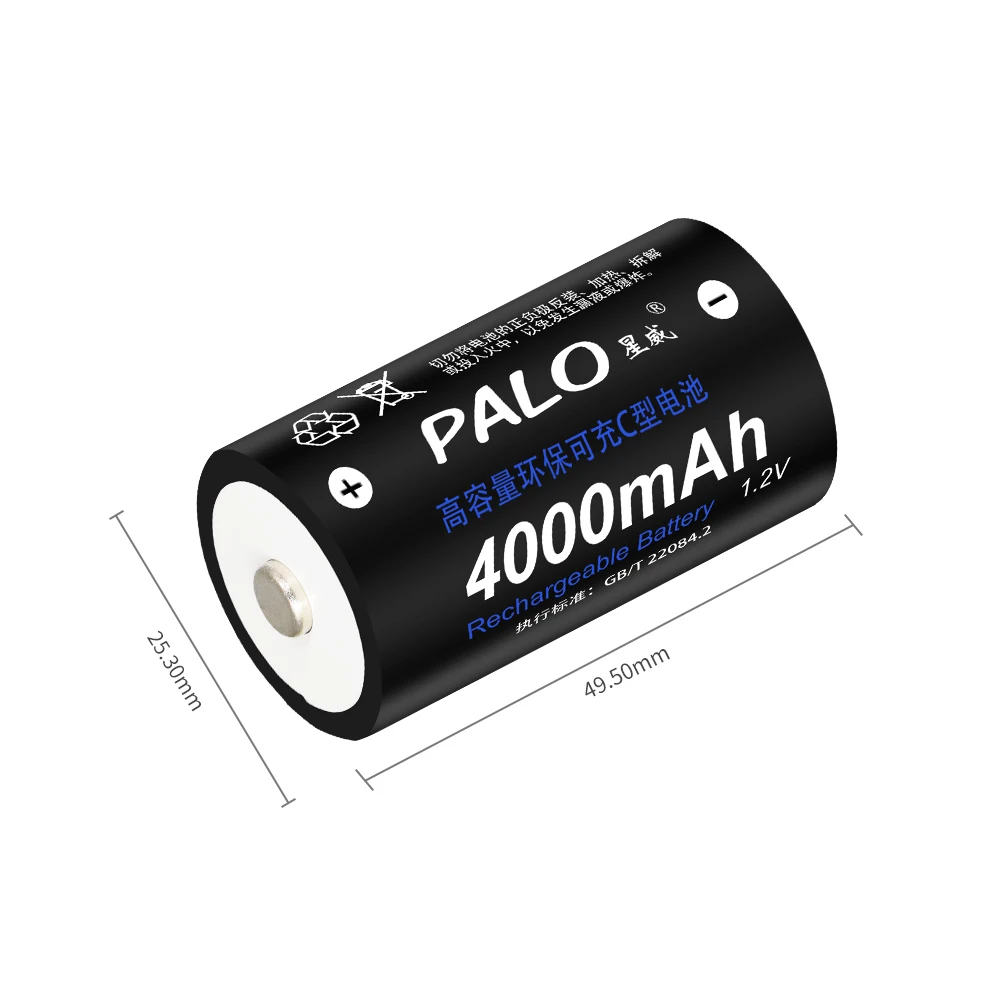 PALO LR14 C bateria ogniwowa rozmiar C akumulator 1.2V 4000mAh NI-MH + inteligentna szybka ładowanie LCD ładowarka do AA AAA C D 9V