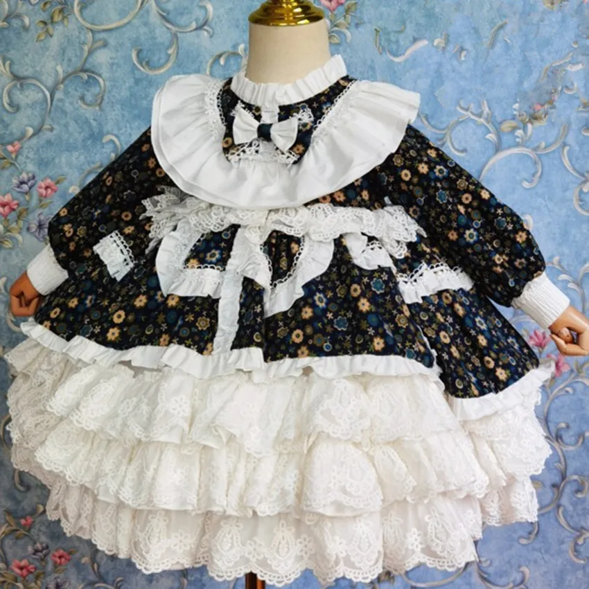 

Baby girl autumn vintage floral Spanish lolita ball gown dress kids court Turkey England birthday party princess dress