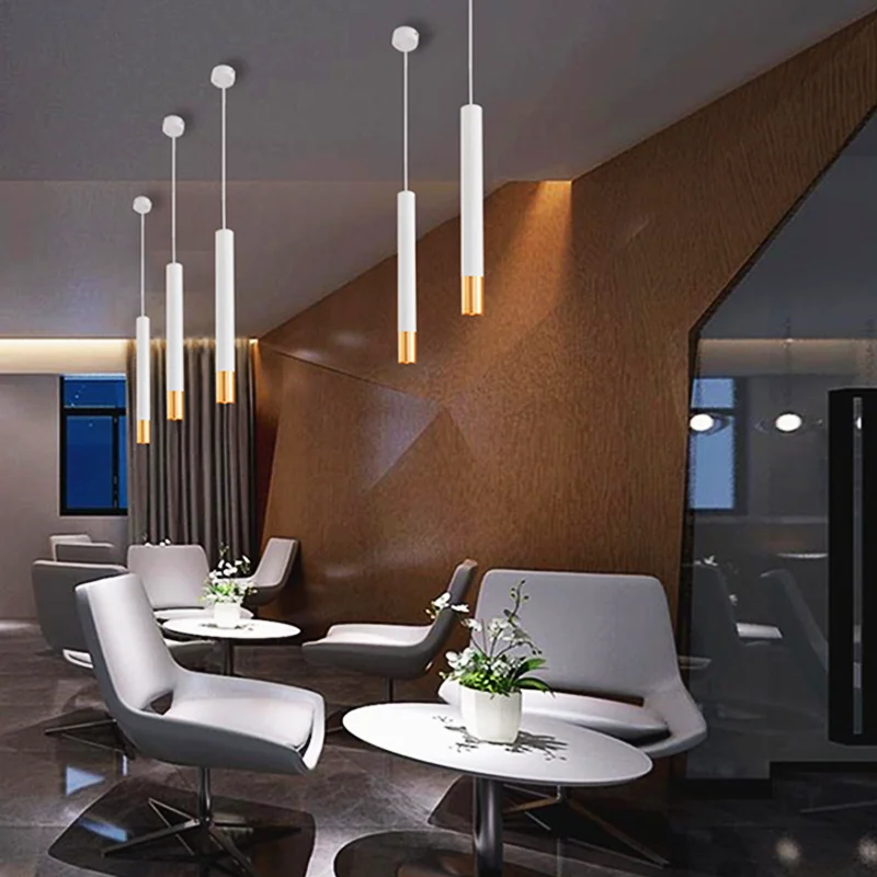 LED Ac220v Nordic Dimmable Pendant Lamp Long Tube Lamp Decoration Cylinder Pipe Pendant Light Kitchen Lamp Light Living Rroom