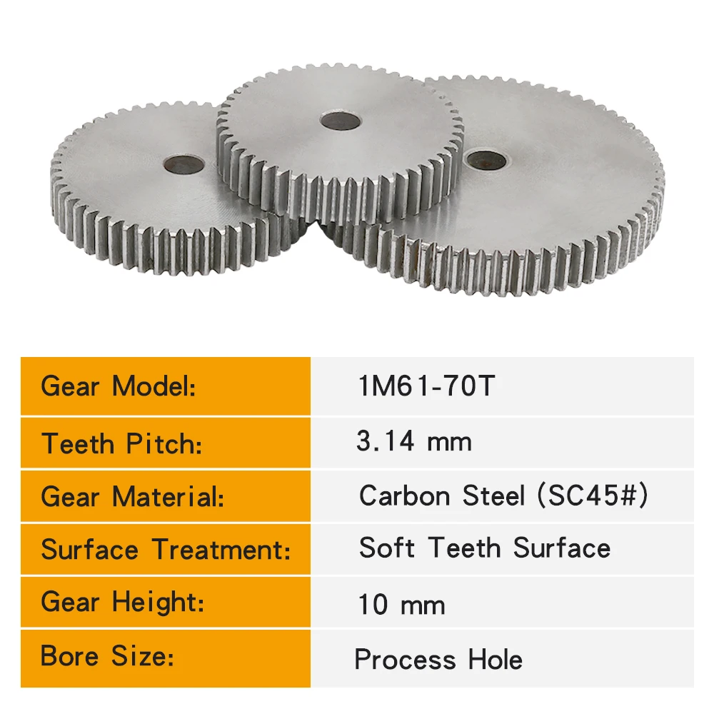 Cylindrical Gear 1M-61/62/63/64/65/66/67/68/69/70T SC45# Carbon Steel Material Gear Wheel For Transmission Accessories