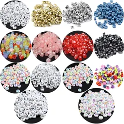 Mixed Letter Acrylic Beads Round Flat Alphabet Digital Cube Loose Spacer Beads For Jewelry Making Handmade Diy Bracelet Necklace