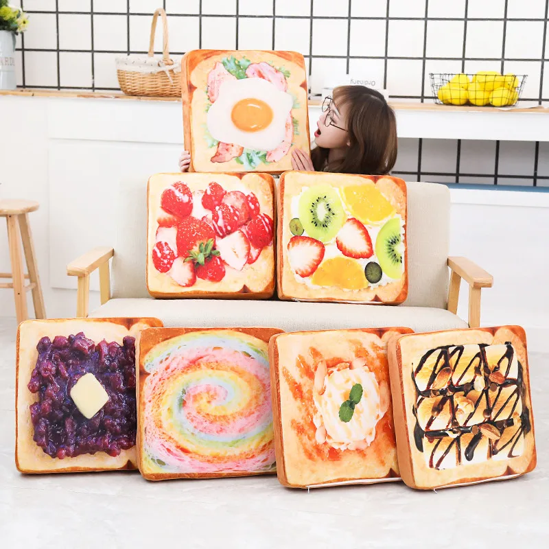 1 Piece 40cm Creative Simulation Toast Bread Cushion Plush Toys Stuffed Pillow Realistic Food Funny Gift