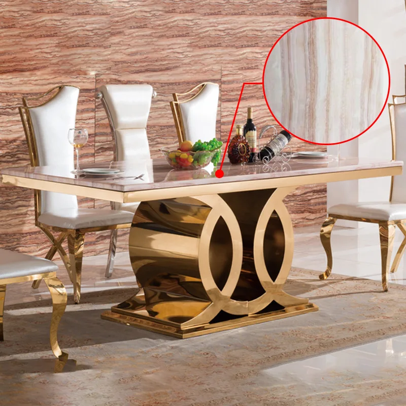 Modern Style Dining Table Metal Luxury Dining Table Rectangle Set  Chairs 21055