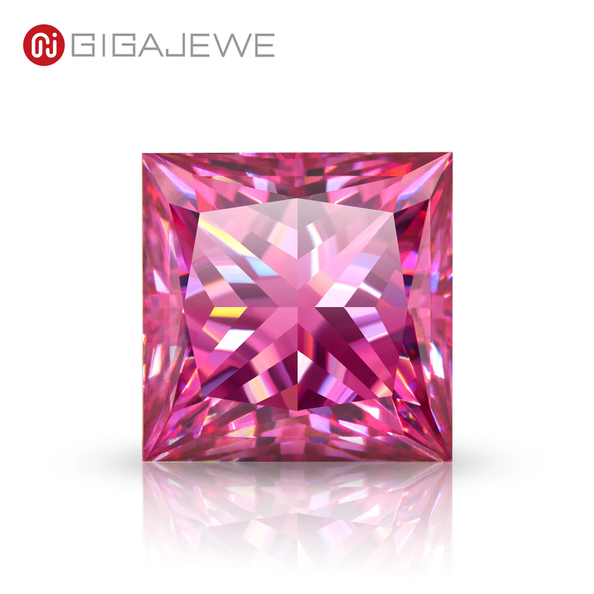 

GIGAJEWE Moissanite ручной резки принцесса красный розовый цвет VVS1 Премиум драгоценные камни свободные алмазные тест прошел драгоценный камень для изготовления ювелирных изделий