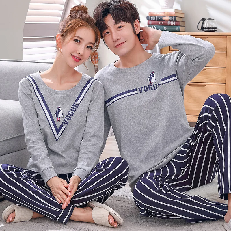 Cotton Lovers pajamas Sets Cartoon Couple Men home clothes Short Sleeve Woman Nightgowns Indoor Clothing Pyjamas Women Sleepwear