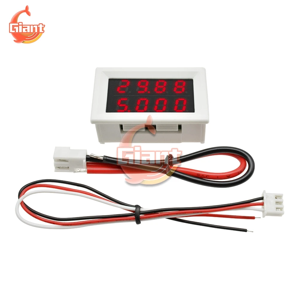 Dual LED Display Digital Voltmeter Ammeter DC 100V 200V 10A Voltage Current Meter Panel Amp Volt Tester Detector 4 Bits 5 Wires