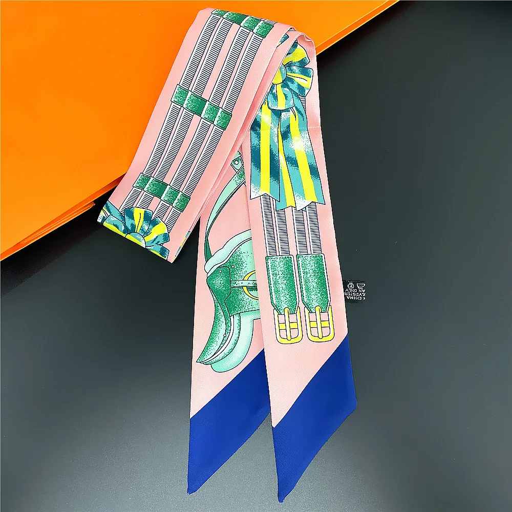

New Women Bag Scarf Luxury Twill Print Neck Scarf Shawl Beach Decoration Shirt Tie Bag Accessories Fashion Hair Band Bandana