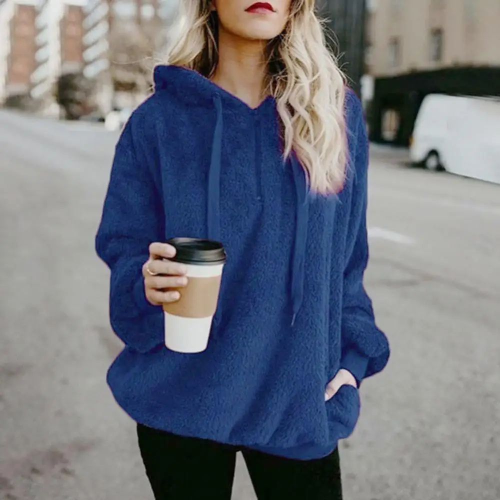 5XL Oversized Sweatshirts Women Warm Fleece Hooded Fluffy Hooded Sweatshirt Zipper Solid Hooded Female Warm Hoodies Jumper 2021