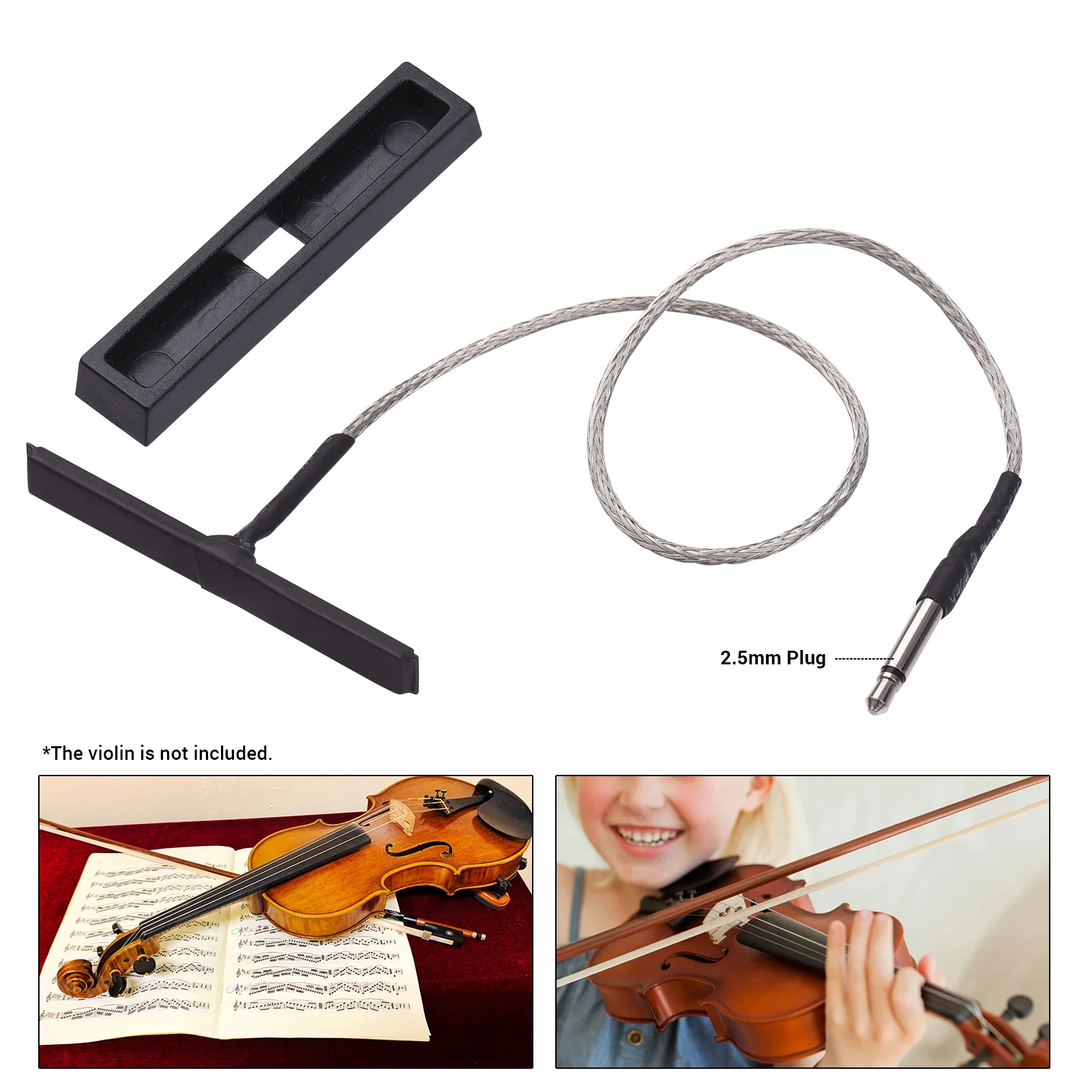 Pickup Rod Stick Pick-up Bar Piezo Acoustic Pickup with 60mm Center Lead 2.5mm Plug Mounting Bracket for Violin