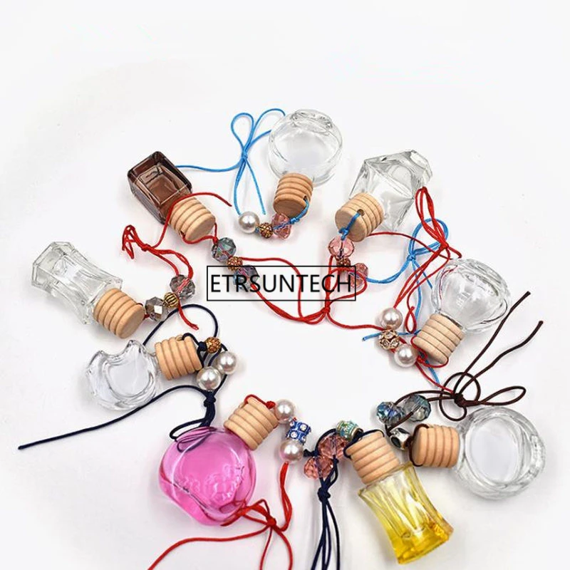 100pcs Car Air Freshener Perfume Hanging Glass Bottle Auto Rearview Mirror Ornament Oil Diffuser Car-styling Fragranc F3856